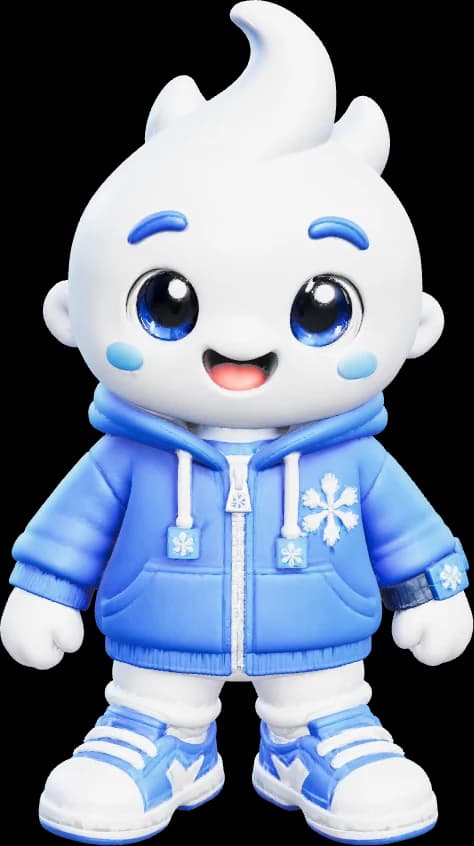 The Snowbie mascot at the centre of the Snowbie ecosystem
